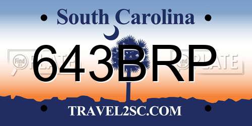 643BRP South Carolina License Plate