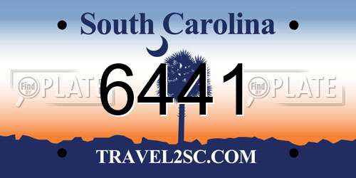6441 South Carolina License Plate