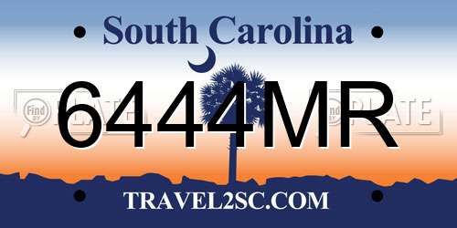 6444MR South Carolina License Plate