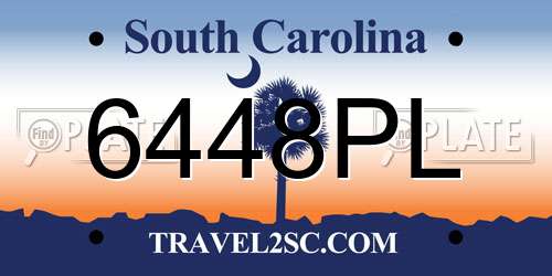 6448PL South Carolina License Plate
