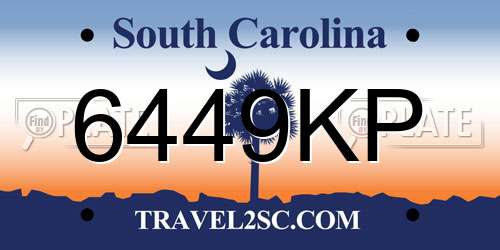 6449KP South Carolina License Plate