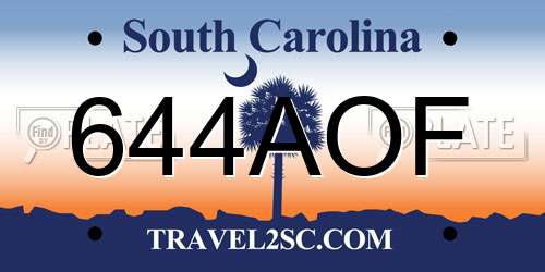 644AOF South Carolina License Plate