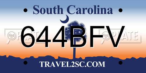 644BFV South Carolina License Plate