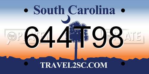 644T98 South Carolina License Plate