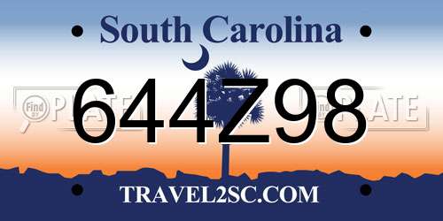 644Z98 South Carolina License Plate