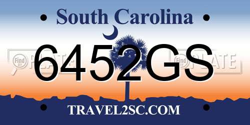 6452GS South Carolina License Plate
