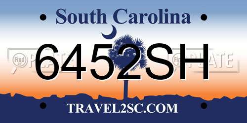 6452SH South Carolina License Plate