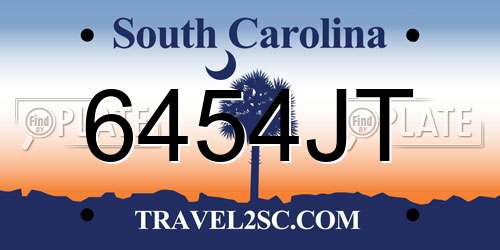 6454JT South Carolina License Plate