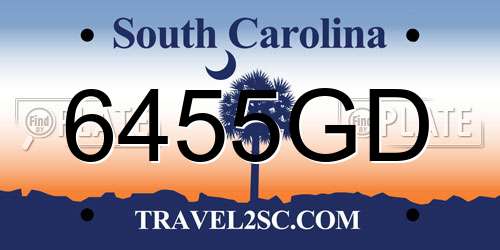 6455GD South Carolina License Plate