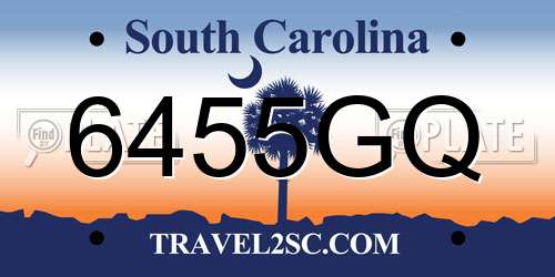 6455GQ South Carolina License Plate