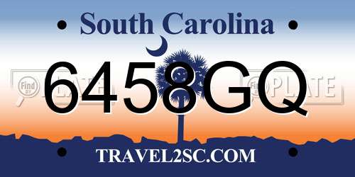 6458GQ South Carolina License Plate