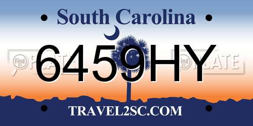 6459HY South Carolina License Plate