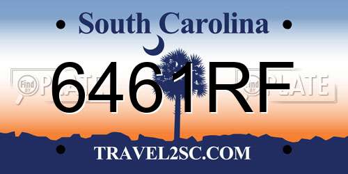 6461RF South Carolina License Plate