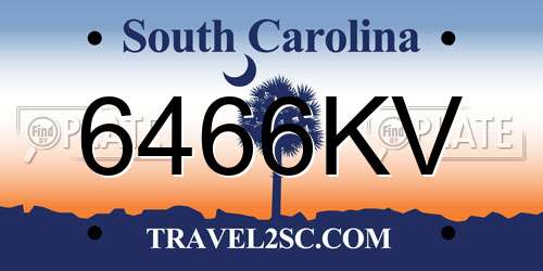 6466KV South Carolina License Plate