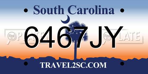 6467JY South Carolina License Plate