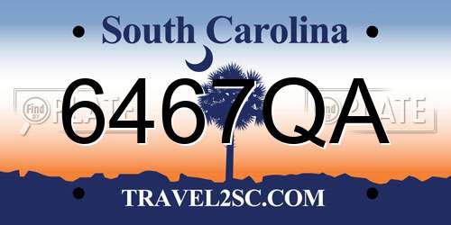 6467QA South Carolina License Plate