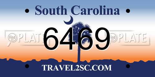 6469 South Carolina License Plate