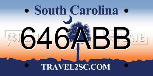 646ABB South Carolina License Plate