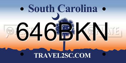 646BKN South Carolina License Plate