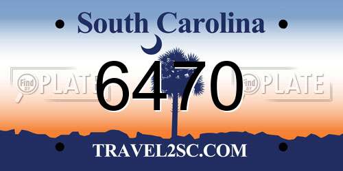 6470 South Carolina License Plate