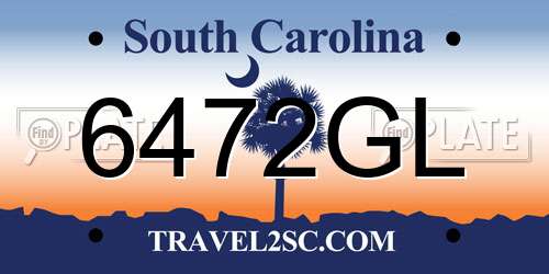 6472GL South Carolina License Plate