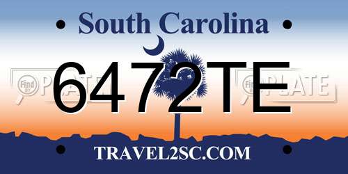 6472TE South Carolina License Plate