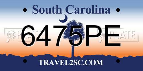 6475PE South Carolina License Plate