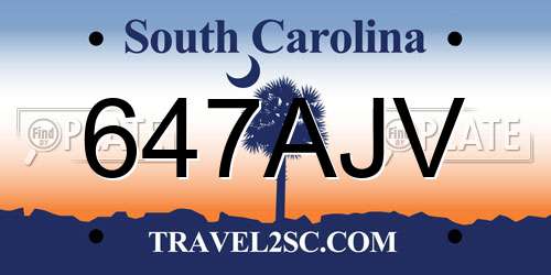 647AJV South Carolina License Plate