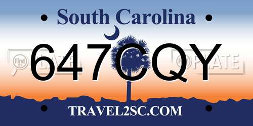 647CQY South Carolina License Plate