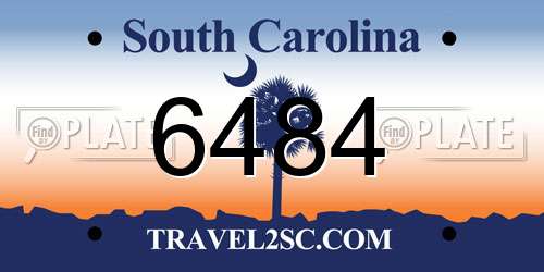 6484 South Carolina License Plate