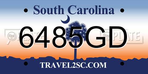 6485GD South Carolina License Plate