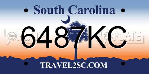 6487KC South Carolina License Plate