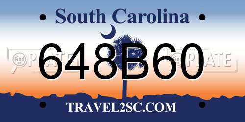 648B60 South Carolina License Plate