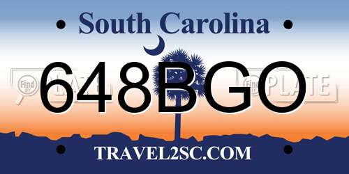 648BGO South Carolina License Plate