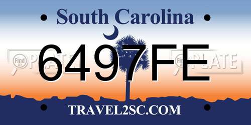 6497FE South Carolina License Plate