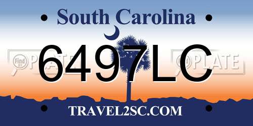 6497LC South Carolina License Plate