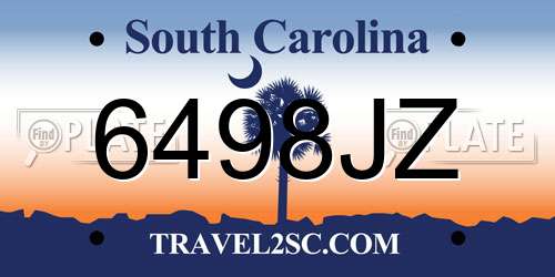 6498JZ South Carolina License Plate