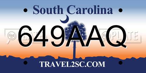 649AAQ South Carolina License Plate