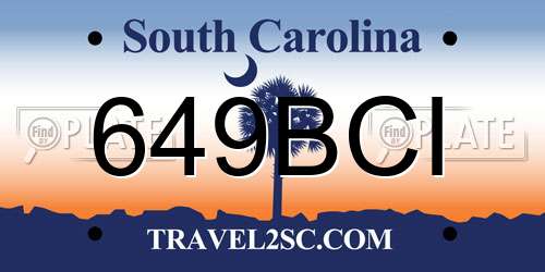 649BCI South Carolina License Plate
