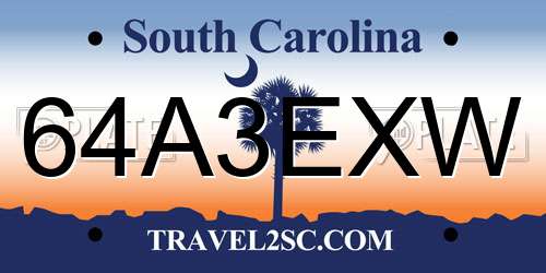64A3EXW South Carolina License Plate