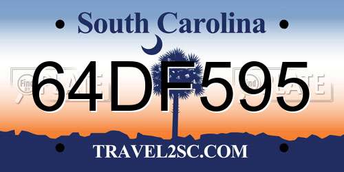 64DF595 South Carolina License Plate