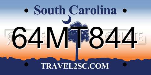 64MT844 South Carolina License Plate