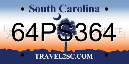 64PS364 South Carolina License Plate
