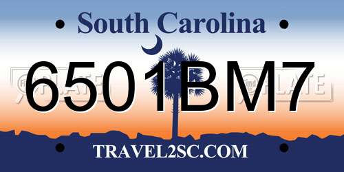 6501BM7 South Carolina License Plate