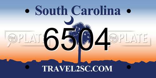 6504 South Carolina License Plate