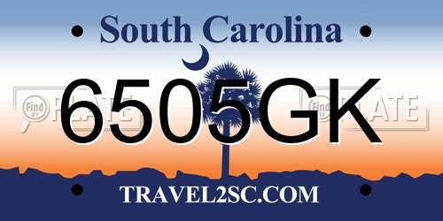 6505GK South Carolina License Plate
