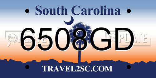 6508GD South Carolina License Plate