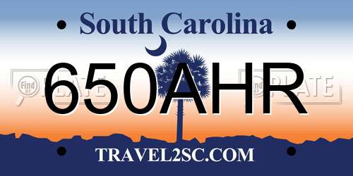 650AHR South Carolina License Plate