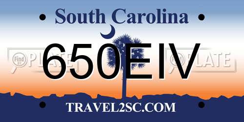 650EIV South Carolina License Plate