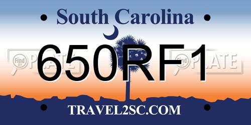 650RF1 South Carolina License Plate